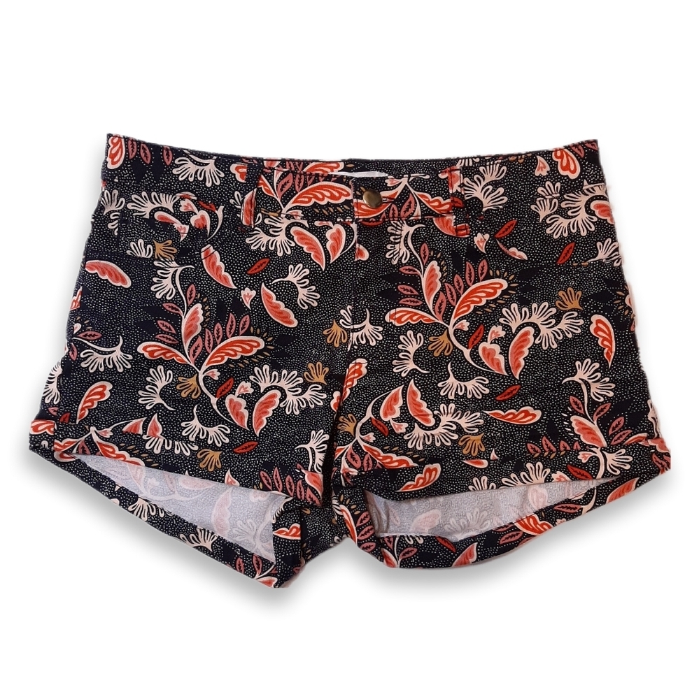 H&M Cuffed High Waist Denim Shorts Floral Paisley Polka Dot Mini Size 8